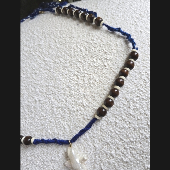 NWOT! Free People X Ariana Ost,Easy Does It Cross Strand Necklace,Blue, MSRP $48 - Picture 8 of 10